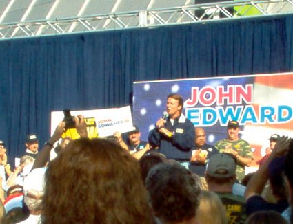 Presidential hopeful John Edwards addresses the crowd